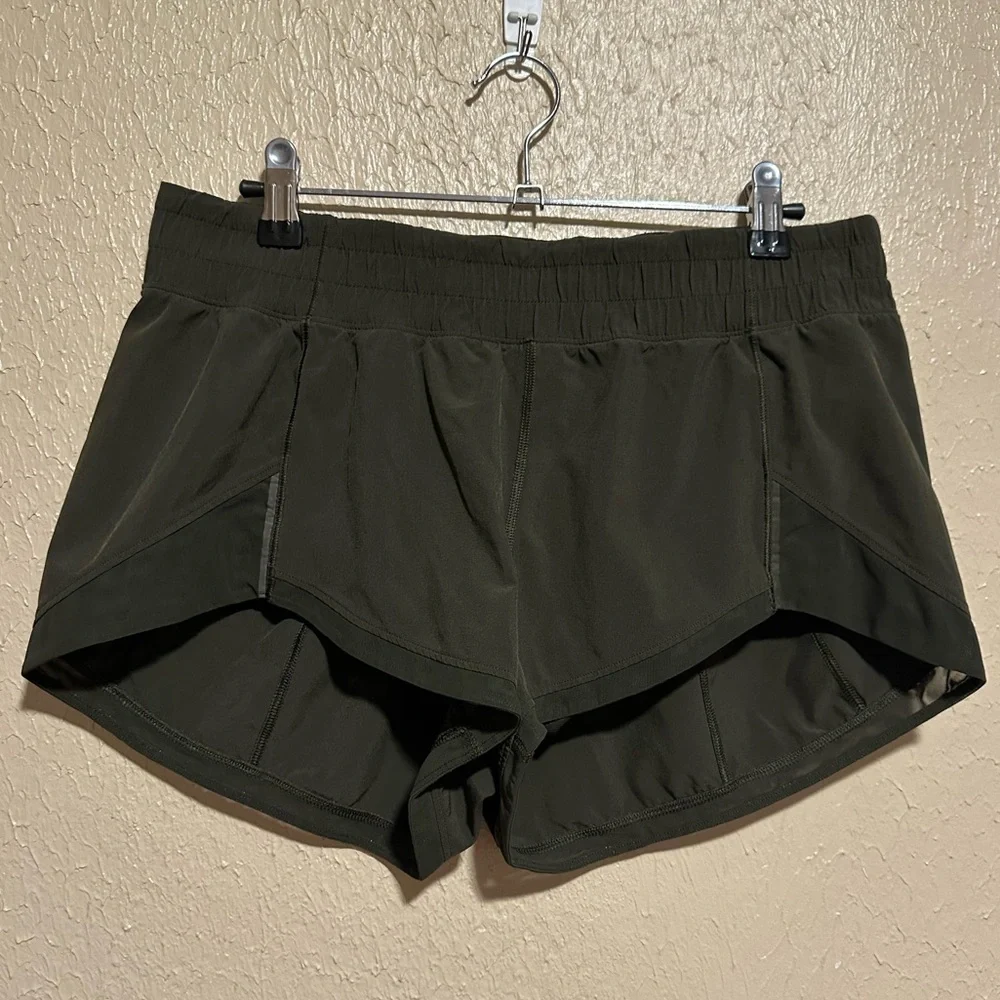 Lululemon‎ Miles Ahead Short Size 8 Workout Gym Running Yoga Dark green